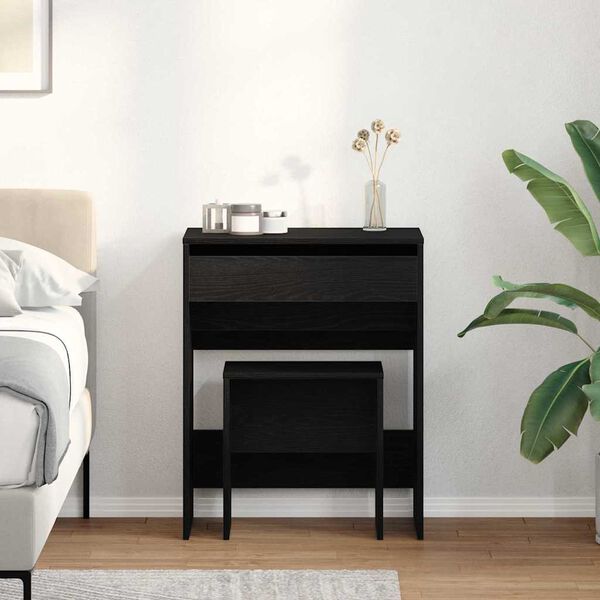 vidaXL Coiffeuse Ch&ecirc;ne noir 60 x 40 x 75 cm Bois d'ing&eacute;nierie