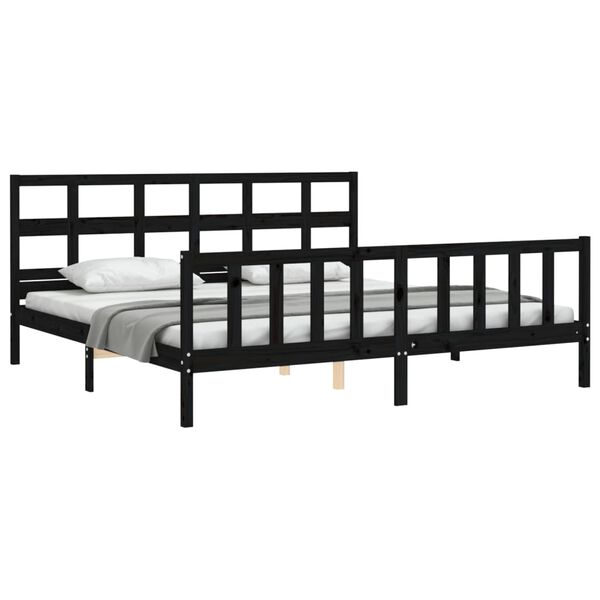 vidaXL Cadre de lit sans matelas noir 200x200 cm bois massif de pin