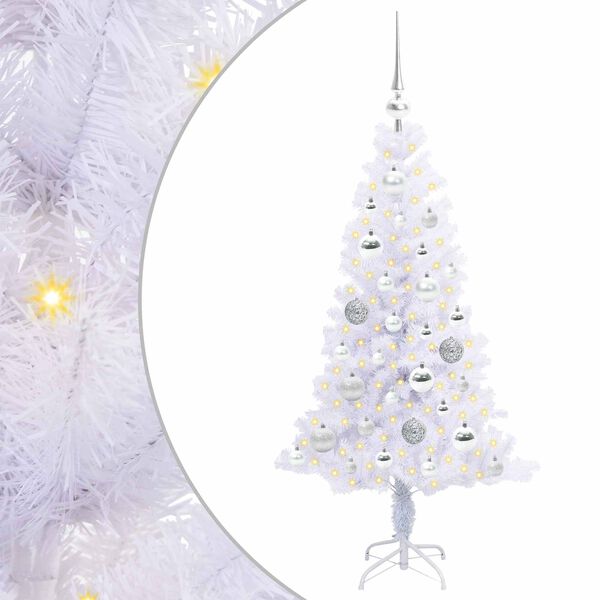 vidaXL Sapin de Noël artificiel avec 150 LED Blanc 120 cm PVC et Acier