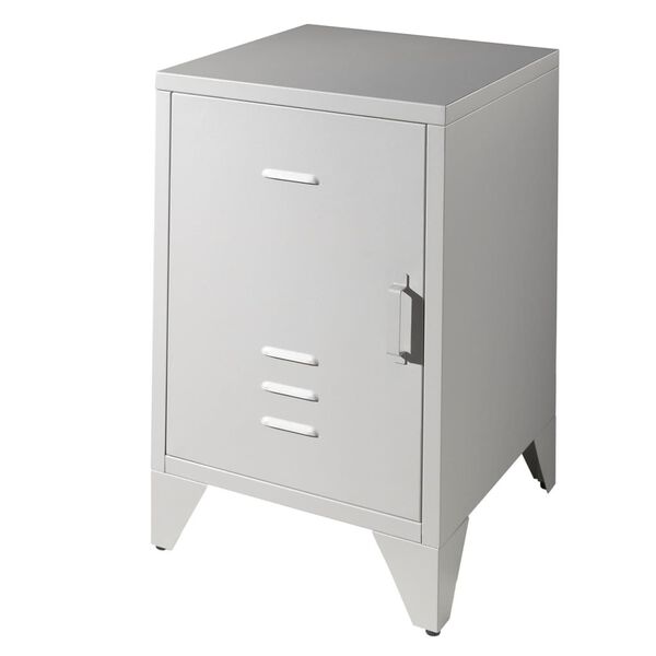 Vipack Table de chevet avec porte Bronxx M&eacute;tal Gris mat