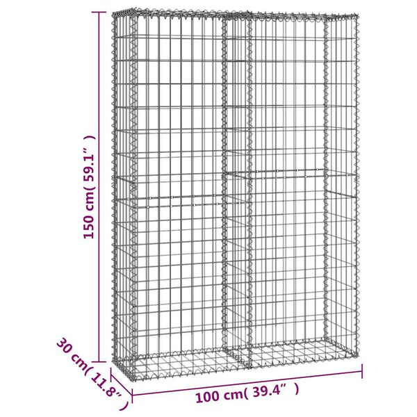VidaXL 100x Crochets De Gabion - Entretoises Acier Galvanisé 30 Cm - Pour Stabilité Et Anti-déformation - Robustes