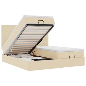 VidaXL Cadre de lit ottoman avec matelas cr&egrave;me 160x200 cm tissu