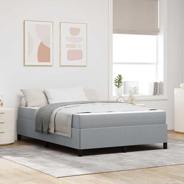vidaXL Lit &agrave; ressorts avec matelas Gris clair 140 x 190 cm tissu