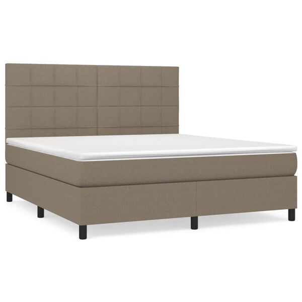 vidaXL Sommier &agrave; lattes de lit avec matelas Taupe 160x200 cm Tissu