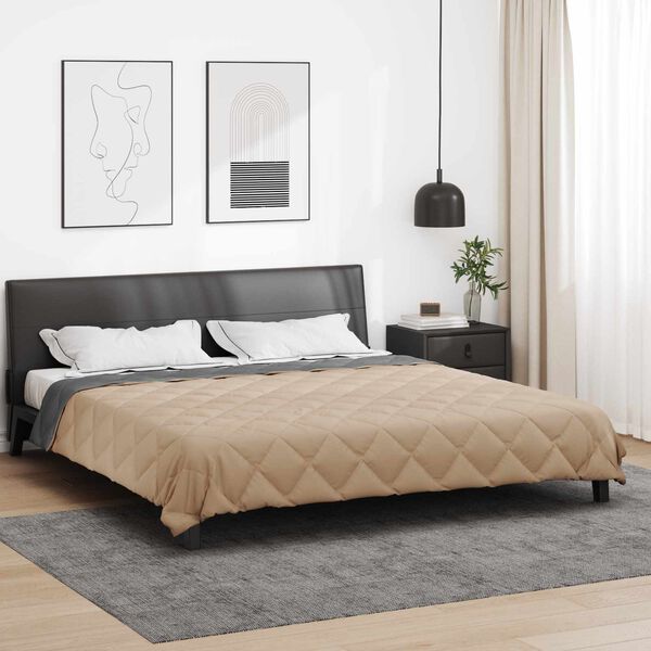 vidaXL Duvet d'&eacute;t&eacute; simple Anthracite et Taupe 220 x 240 cm Microfibre