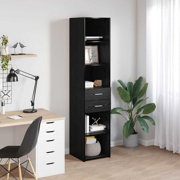 vidaXL Haut Armoire Ch&ecirc;ne noir 40 x 42,5 x 185 cm Bois d'ing&eacute;nierie