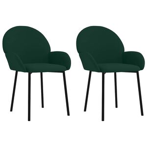 vidaXL Chaises &agrave; manger lot de 2 Vert fonc&eacute; Velours