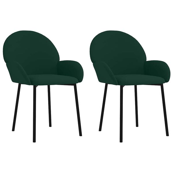 vidaXL Chaises &agrave; manger lot de 2 Vert fonc&eacute; Velours