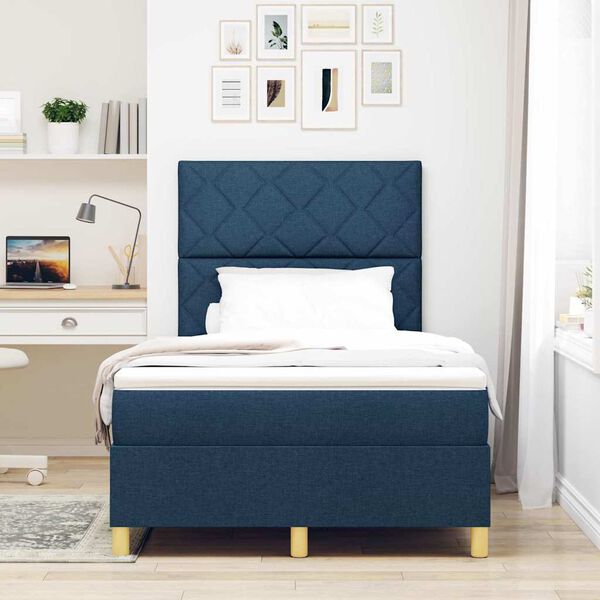 vidaXL Lit &agrave; ressorts avec matelas Bleu 120 x 190 cm tissu