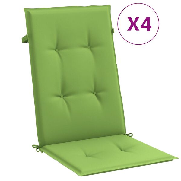vidaXL Coussins de chaise à dossier haut lot de 4 vert mélangé tissu