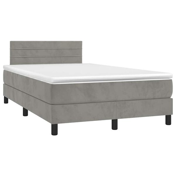 vidaXL Sommier &agrave; lattes de lit avec matelas LED gris clair 120x190 cm