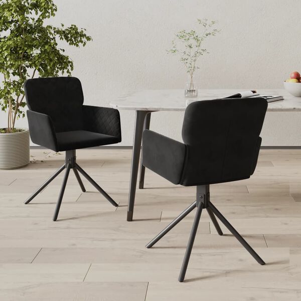 vidaXL Chaises pivotantes à manger lot de 2 Noir Velours