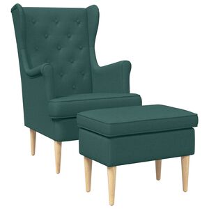 vidaXL Fauteuil avec pouf 2 pc Vert fonc&eacute; Tissu