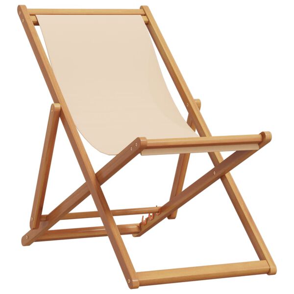 vidaXL Chaises de plage pliantes lot de 2 beige tissu et bois massif