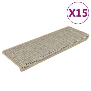 vidaXL Tapis d'escalier autocollants aspect sisal 15 pcs 65x21x4 cm vert clair