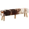 vidaXL Banc marron et blanc 160x28x50 cm cuir de ch&egrave;vre v&eacute;ritable