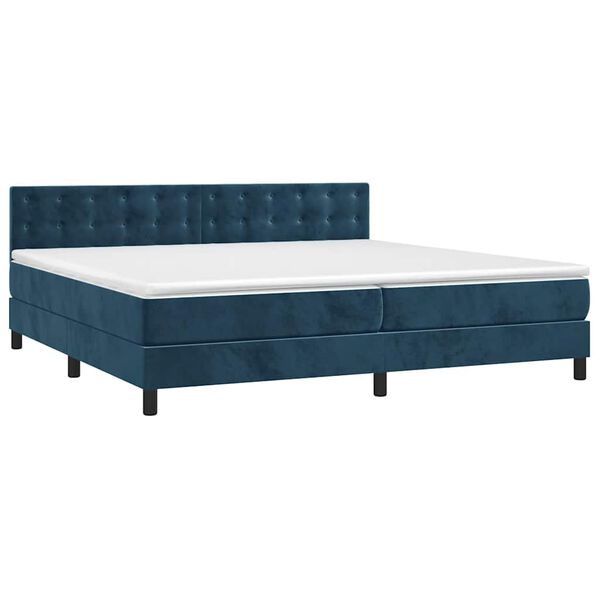 vidaXL Sommier &agrave; lattes de lit et matelas Bleu fonc&eacute; 200x200cm Velours