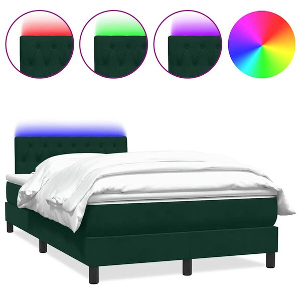 vidaXL Sommier &agrave; lattes de lit et matelas et LED vert fonc&eacute; 120x220cm velours