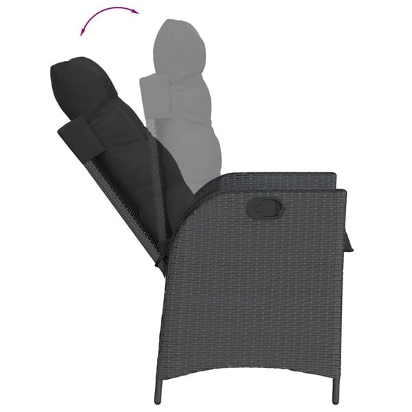 vidaXL Ensemble &agrave; manger de jardin coussins 5pcs Noir R&eacute;sine tress&eacute;e