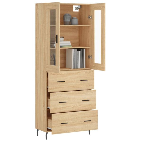 vidaXL Buffet haut Ch&ecirc;ne sonoma 69,5x34x180 cm Bois d'ing&eacute;nierie