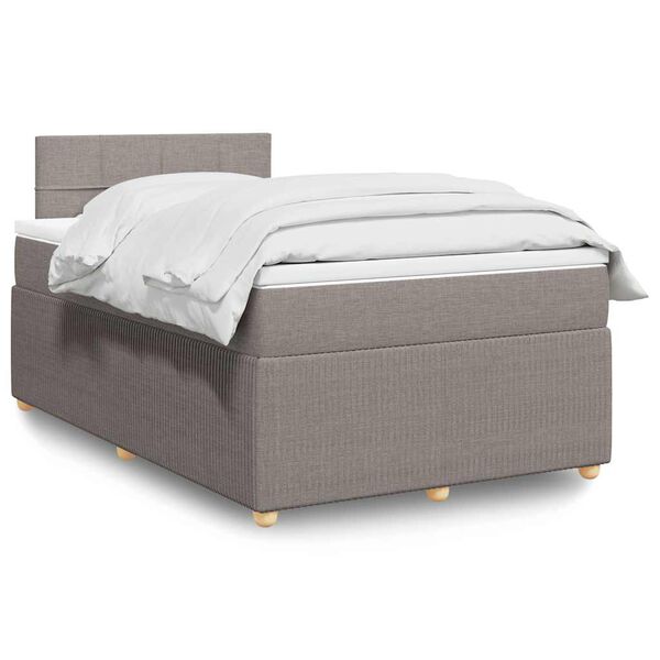 vidaXL Sommier &agrave; lattes de lit avec matelas Taupe 120x200 cm Tissu
