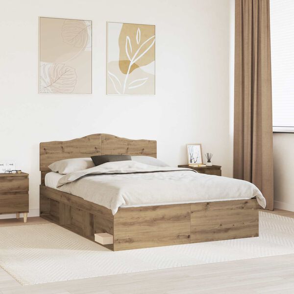 vidaXL Cadre de lit Ch&ecirc;ne artisan 150 x 200 cm Bois de pin massif