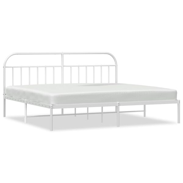 vidaXL Cadre de lit m&eacute;tal sans matelas et t&ecirc;te de lit blanc 200x200 cm