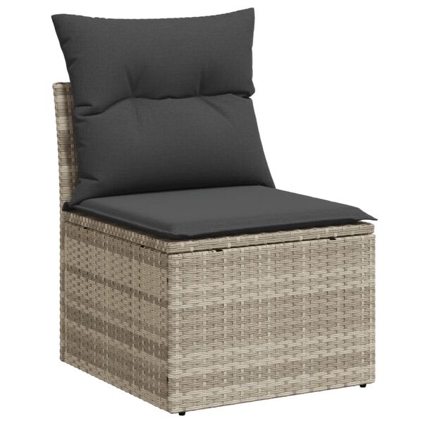 vidaXL Salon de jardin 11 pcs avec coussins gris clair r&eacute;sine tress&eacute;e
