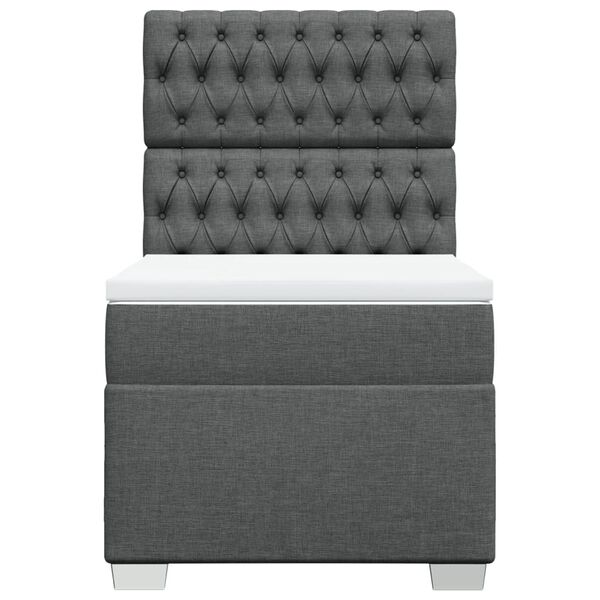 vidaXL Sommier &agrave; lattes de lit avec matelas Gris fonc&eacute; 80x200 cm Tissu