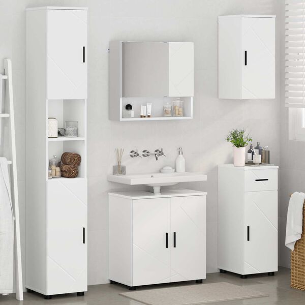 vidaXL Ensemble de mobilier de salle de bain avec tiroir 5 pcs Blanc
