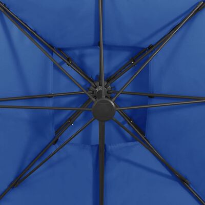 vidaXL Parasol déporté avec double toit 300x300 cm bleu azur