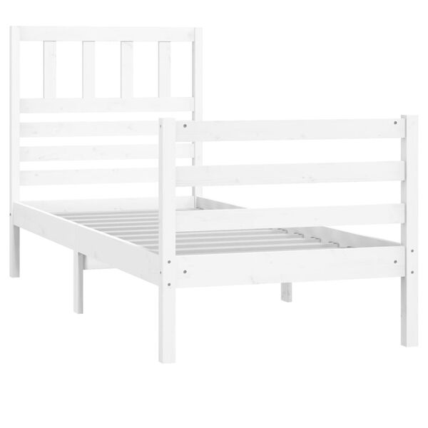 vidaXL Cadre de lit sans matelas blanc 75x190 cm bois massif