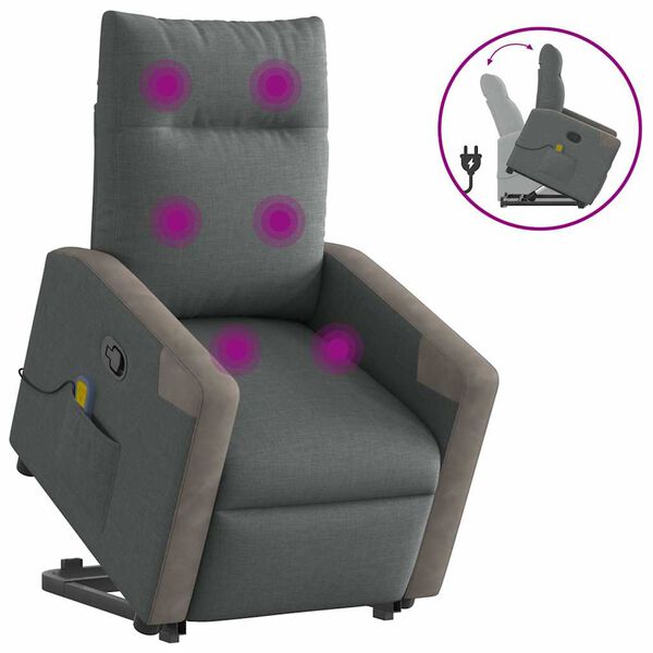 vidaXL Fauteuil de massage inclinable Gris fonc&eacute; Tissu