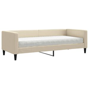 vidaXL Lit de jour avec matelas cr&egrave;me 80x200 cm tissu
