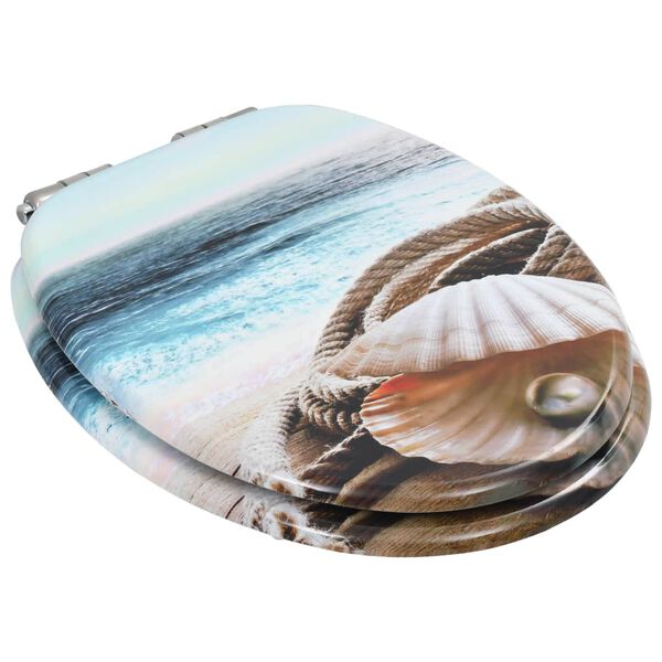 vidaXL Si&egrave;ge de toilette MDF Couvercle &agrave; fermeture en douceur Coquille