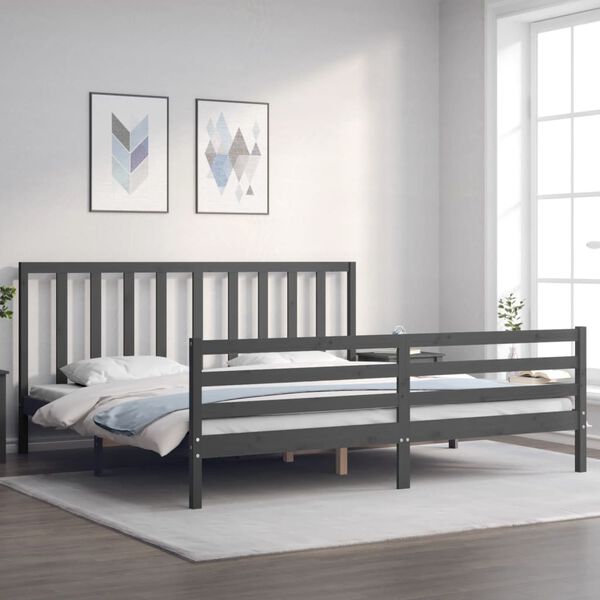 vidaXL Cadre de lit sans matelas gris 200x200 cm bois massif de pin