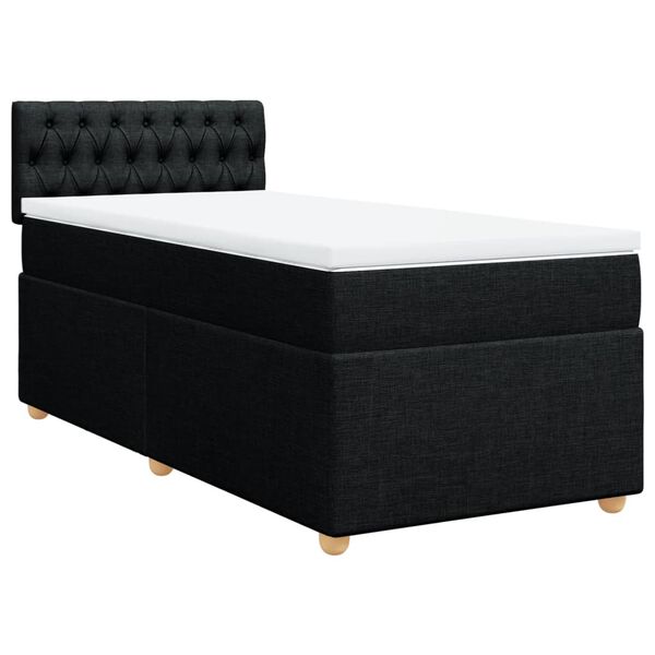 vidaXL Sommier à lattes de lit avec matelas Noir 90x190 cm Tissu