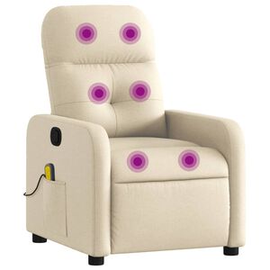 vidaXL Fauteuil inclinable de massage cr&egrave;me tissu