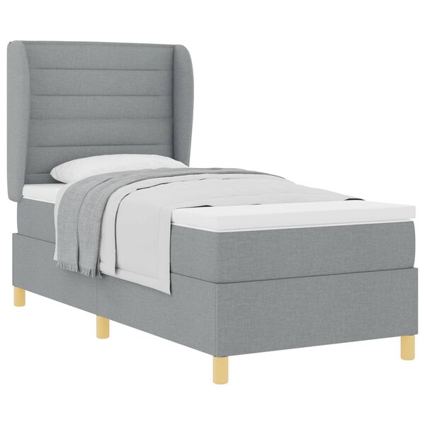 vidaXL Lit &agrave; ressorts avec matelas gris fonc&eacute; 90x190 cm Gris clair