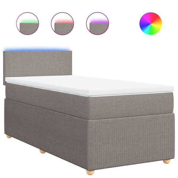 vidaXL Sommier &agrave; lattes de lit avec matelas Taupe 90x200 cm Tissu