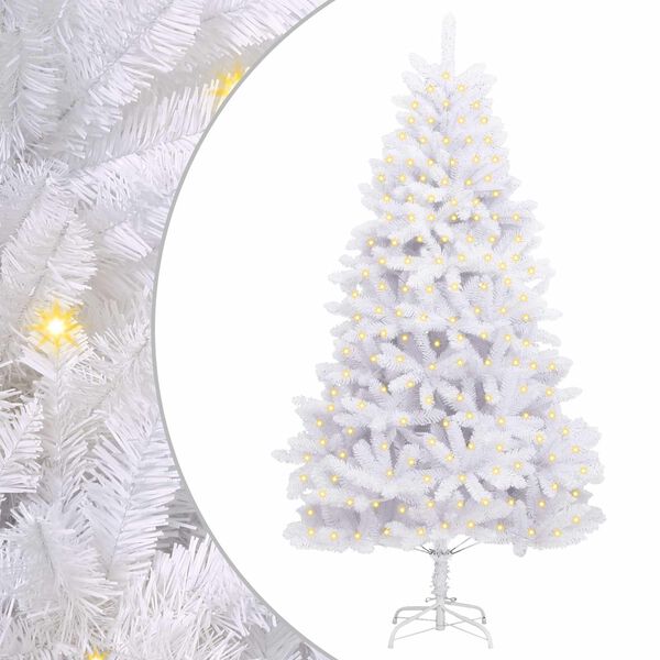 vidaXL Sapin de No&euml;l artificiel avec 300 LED Blanc 180 cm PVC et m&eacute;tal