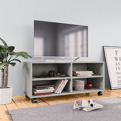 vidaXL Meuble TV avec roulettes Gris cement 90 x 35 x 35 cm Aggloméré