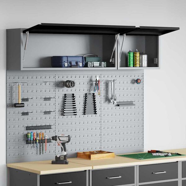 vidaXL Set de Cabinet d'Outils et Pegboard avec &eacute;tag&egrave;re 5 pcs Noir