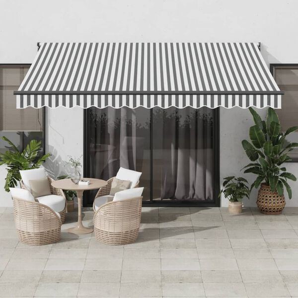 vidaXL Auvent r&eacute;tractable anthracite et blanc 4x3 m tissu et aluminium