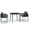 vidaXL Ensemble &agrave; manger de jardin 3 pcs Noir