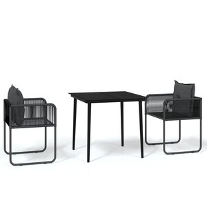 vidaXL Ensemble &agrave; manger de jardin 3 pcs Noir