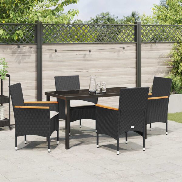 vidaXL Ensemble de salle &agrave; manger pour jardin 5 pcs Noir polyrotin