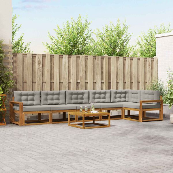 vidaXL Ensemble de canap&eacute;s d'ext&eacute;rieur 7 pcs Gris Naturel et Clair