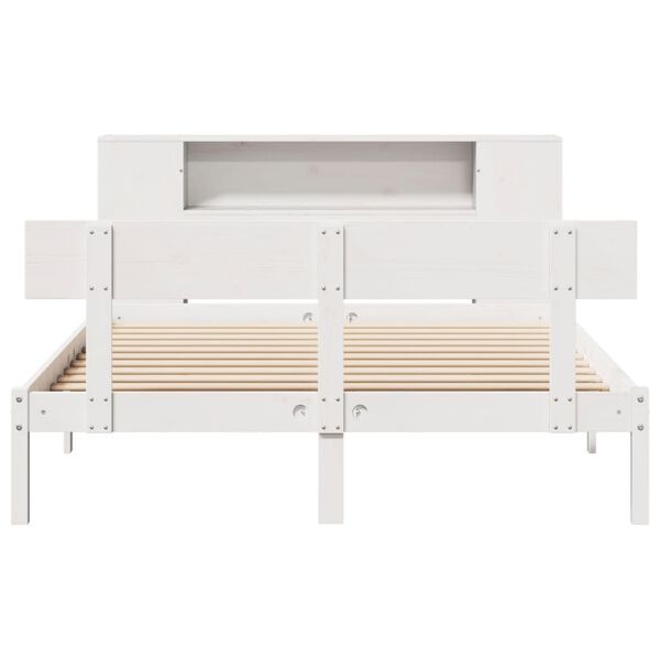 vidaXL Lit biblioth&egrave;que sans matelas blanc 120x200 cm bois pin massif