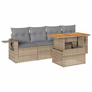 vidaXL Salon de jardin avec coussins 5 pcs beige r&eacute;sine tress&eacute;e